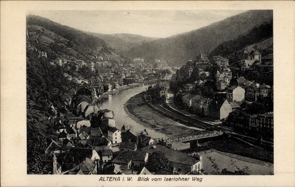 Postcard Altena in Westphalia, general view, Iserlohner Weg