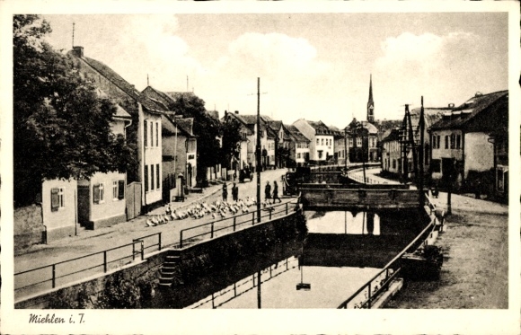 Postcard Miehlen im Taunus, main street