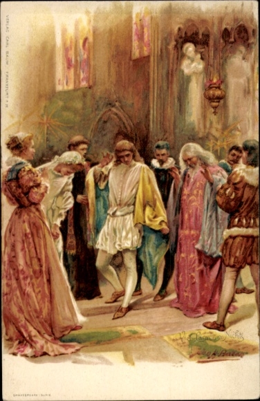 Künstler Litho Theaterszene, Viel Lärm um Nichts, William Shakespeare