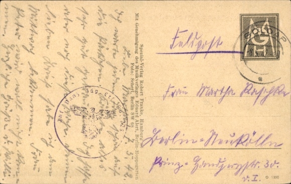 Song Postcard Brave Little Soldier's Wife, Carl Sträßer, Wehrmacht