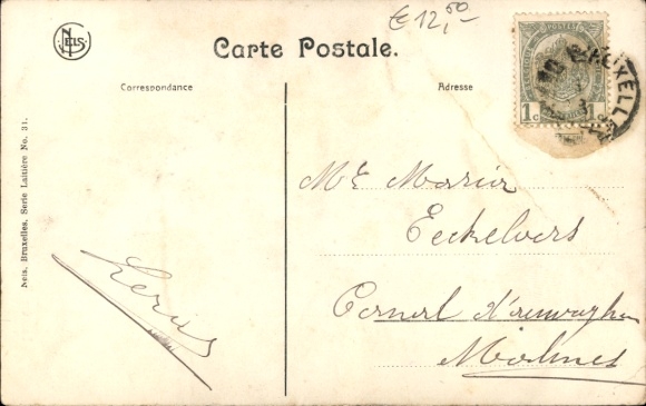 Postcard Laitiere Flamande, milkmaid, dog cart