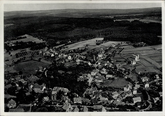 Postcard Schömberg in the Black Forest Württemberg, aerial view of rural idyll, forest and fields, Ar