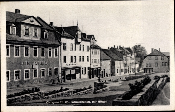 Ak Königsee in Thüringen, Schmidtenstraße, Alte Apotheke, Hügel