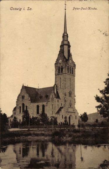 Postcard Coswig in Saxony, Peter-Paul-Church.
