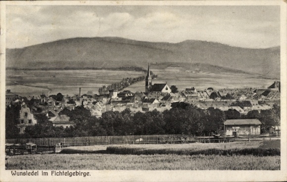 Postcard Wunsiedel in the Fichtel Mountains of Upper Franconia, view of Wunsiedel, church, townscape, Fichtel Mountains...