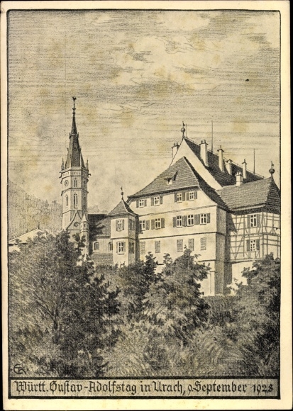 Artist PC Bad Urach in the Swabian Jura, Amandus Church, Castle, Gustav Adolfstag 1928