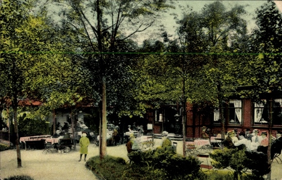 Ak Hain Oybin in Sachsen, Forsthaus Hayn, Inh. P. Frieser, Garten