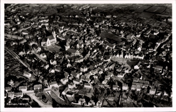 Postcard Kamen in Westphalia, aerial photograph
