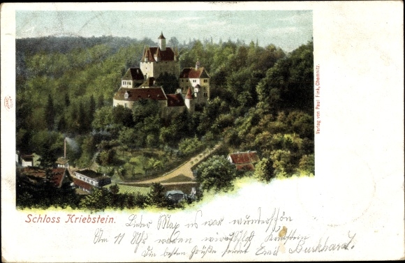 Postcard Kriebstein Mittelsachsen, castle, view of the castle, panorama, forest