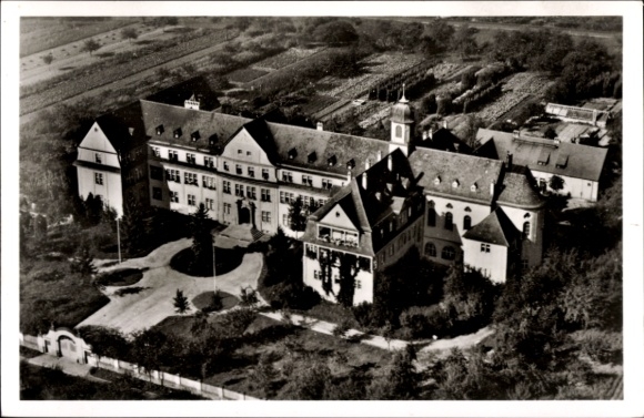 Postcard Lohr am Main Lower Franconia, aerial view of the Aloysianum mission seminary, large green areas