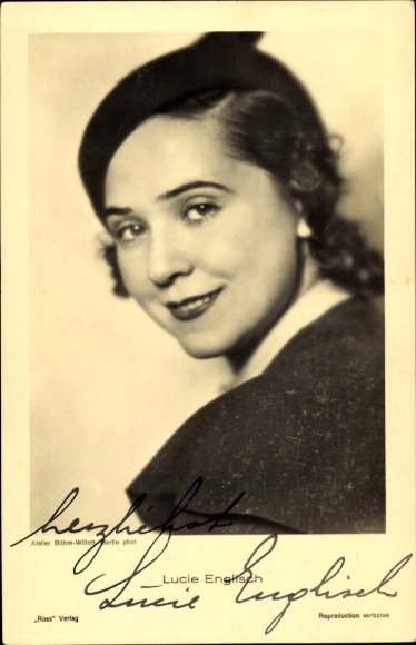 Postcard actress Lucie Englisch, autograph