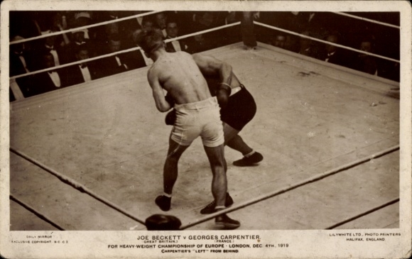 Postcard martial arts, boxing, Joe Beckett, Georges Carpentier