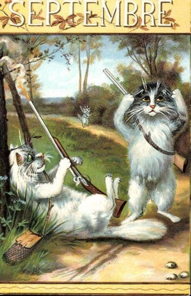 Set of 12 Artist AK Cats, Months, French Series