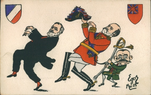 Artist Postcard Caricature, French Politician Emile Loubet, King Edward VII, Cake Walk