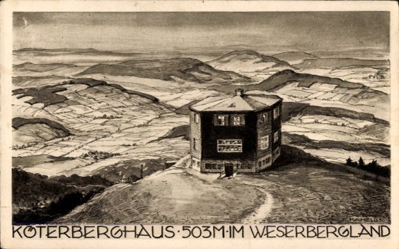 Postcard Köterberg Lügde in the Weserbergland, Köterberghaus, beautiful landscape, view of the Weserberg...