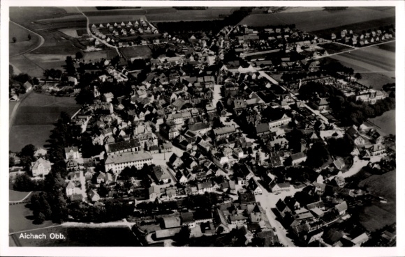 Postcard Aichach in Upper Bavaria Swabia, aerial photograph