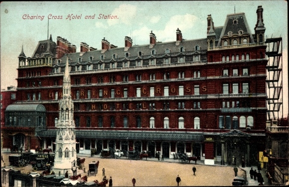 Postcard London City England, Charing Cross Hotel and Station