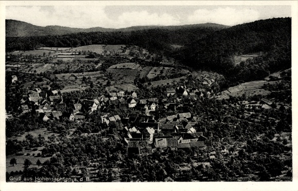 Postcard Hohensachsen Weinheim an der Bergstraße Baden, aerial photograph