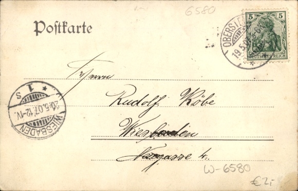 Postcard Oberstein on the Nahe, view from Müllers Eck