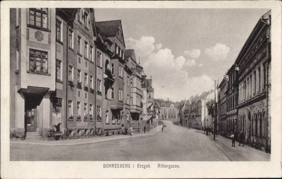 Postcard Schneeberg in the Erzgebirge, Rittergasse