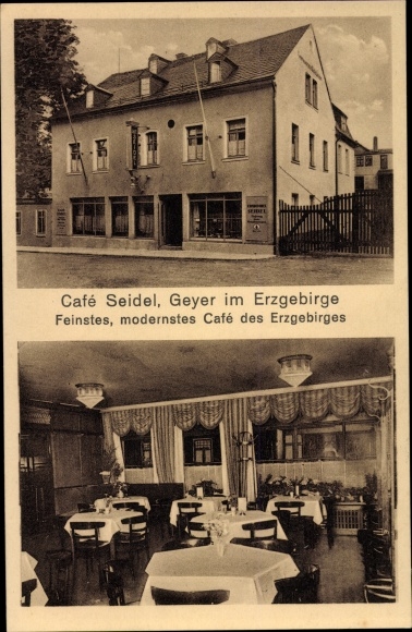 Ak Geyer in het Ertsgebergte van Saksen, Café Seidel, binnenaanzicht, hal