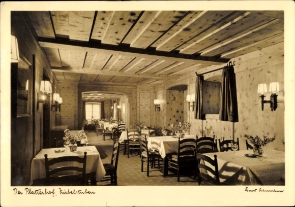 Ak Obersalzberg Berchtesgaden in Oberbayern, Gasthaus Platterhof, Innenansicht