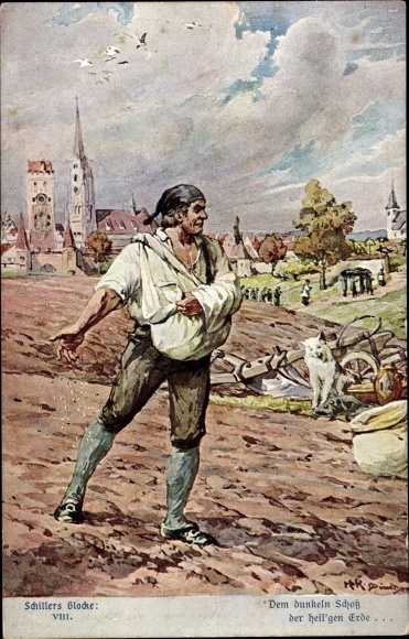 Kunstenaar Ak Kaufmann, Hans, The Song of the Bell VIII, Schiller, Bauer