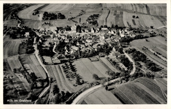 Postcard Aubstadt in Grabfeld Lower Franconia, aerial photograph