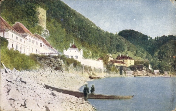 Postcard Sarmingstein St. Nikola Upper Austria, banks of the Danube