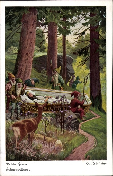 Artist PC Kubel, Otto, fairy tales, snow white, Brothers Grimm, coffin, dwarfs