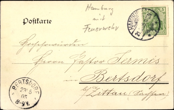 Postcard Hamburg Horn, The Rough House, Golden Floor, Fire Department