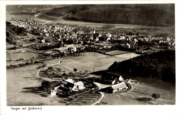 Postcard Tiengen am Oberrhein, aerial photograph, Glockenhof