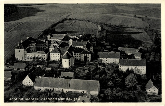 Ak Siessen Sießen Bad Saulgau in Oberschwaben, Institut Kloster, Fliegeraufnahme