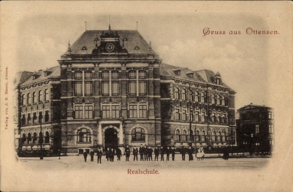 Postcard Hamburg Altona Ottensen, Realschule, Treskowallee