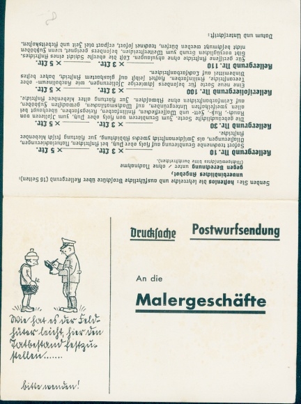 Klapp Postcard H. Keller & Co., factory of oil-free primers, Fellbach, advertising