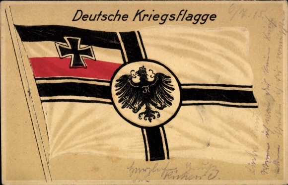 Embossed Postcard German war flag, eagle, cross, I. WK
