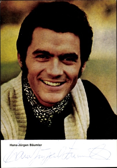 Postcard actor and figure skater Hans-Jürgen Bäumler, portrait, ZDF, autograph