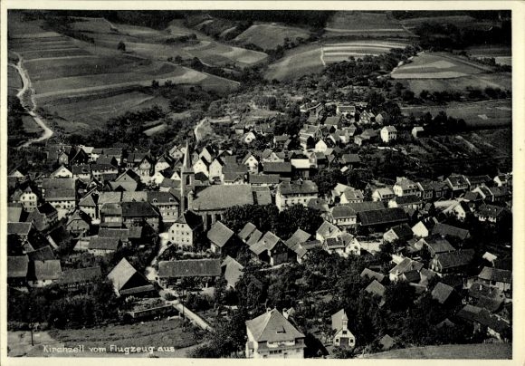 Postcard Kirchzell im Odenwald Unterfranken, aerial photograph