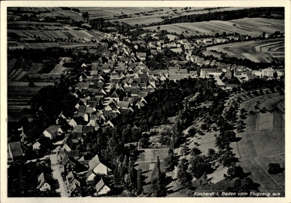 Postcard Kirchardt in Baden, aerial photograph