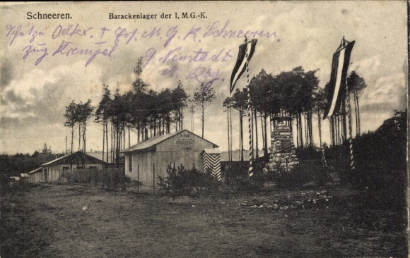 Postcard Schneeren Neustadt am Rübenberge Lower Saxony, barracks camp of the I. MGK, war memorial