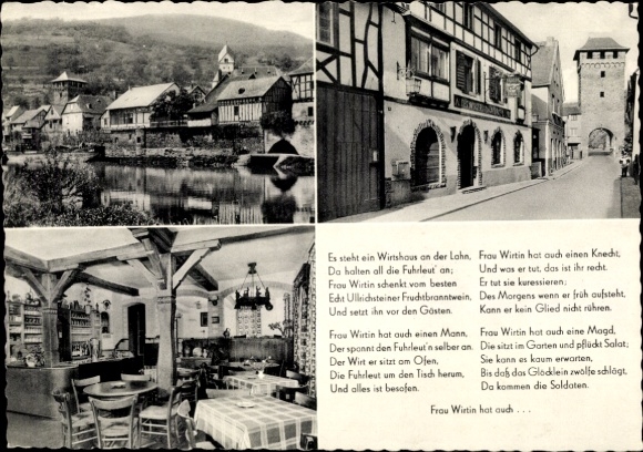KP Dausenau an der Lahn, stary zabytkowy zajazd nad Lahn, widok na wnętrze, fragment ulicy