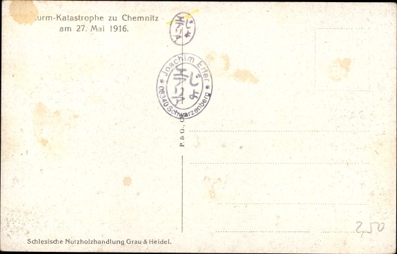 Postcard Chemnitz in Saxony, destroyed buildings, storm disaster 1916
