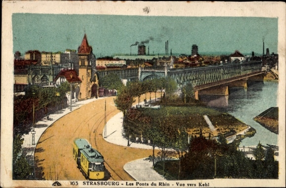 Postcard Strasbourg Strasbourg Alsace Bas Rhin, The Rhine Bridges, View to Kehl
