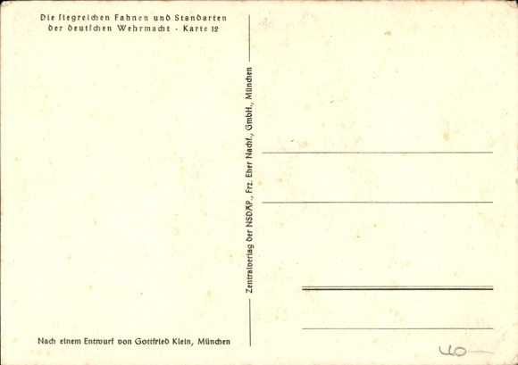 Artist Postcard Klein, Gottfried, Flags and Standards of the German Wehrmacht No. 12, Cavalry