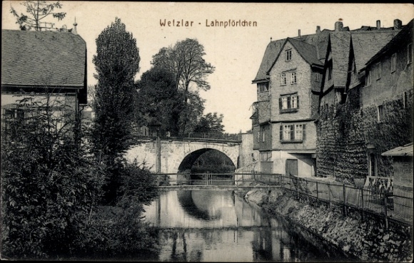 Postcard Wetzlar on the Lahn, Lahnpförtchen, river, bridge, houses