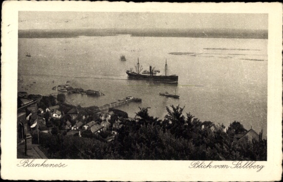 Ak Hamburg Altona Blankenese, Blick auf  Schiffe im Wasser, Aussicht vom Fullberg