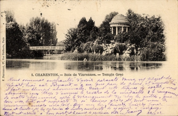 Postcard Charenton du Cher, Bois de Vincennes, Temple Grec