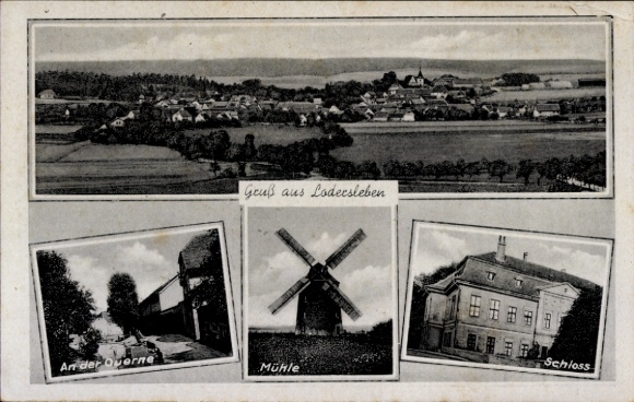 Ak Lodersleben Querfurt im Saalekreis, Windmühle, Schloss, an der Ouerne