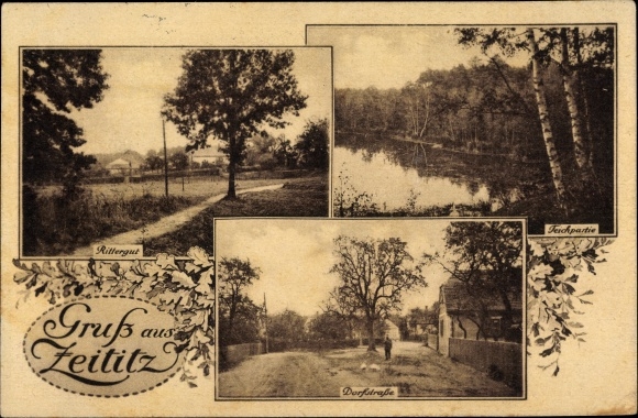 PC Zeititz Bennewitz Saxony, manor, pond lot, village street