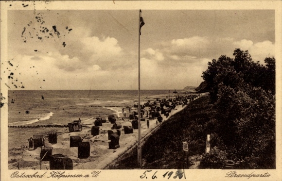 Postcard Ostseebad Kölpinsee on Usedom, beach